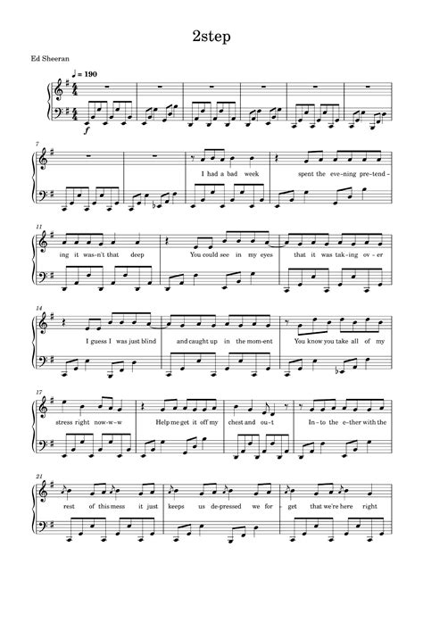 2step Arr Ed Sheeran Sheet Music Ed Sheeran Piano Vocal