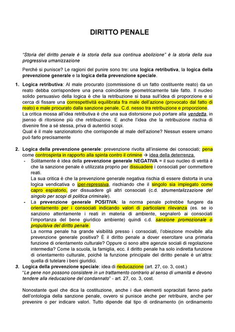 Appunti Penale Generale Diritto Penale Storia Del Diritto Penale