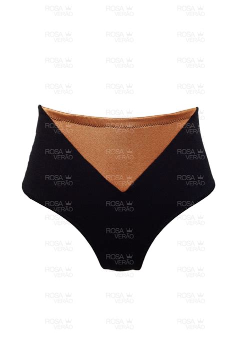 Biqu Ni Cintura Alta Recortes Hot Pants Gold Rosa Ver O