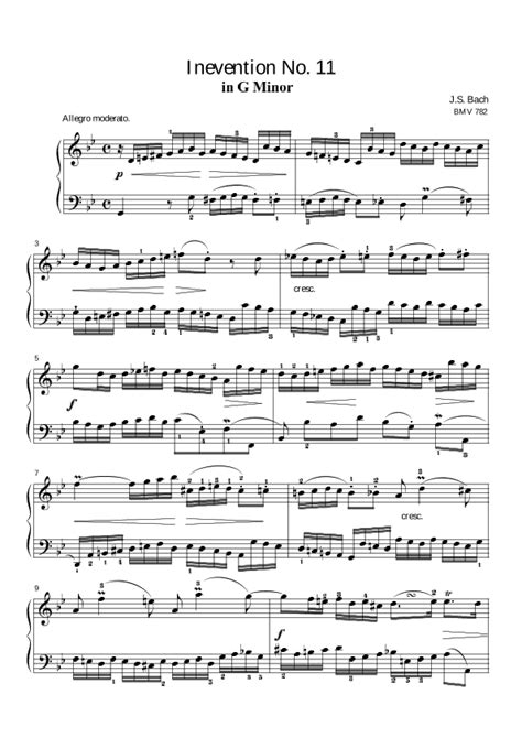 Bach Invention No In G Minor Bwv Arr Public Domain By Johann