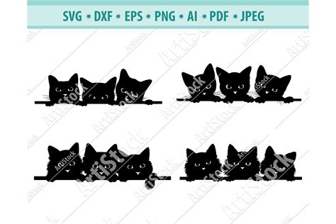 Svg Cats Peeking Black Cats Svg Fun Kitten Dxf Png Eps