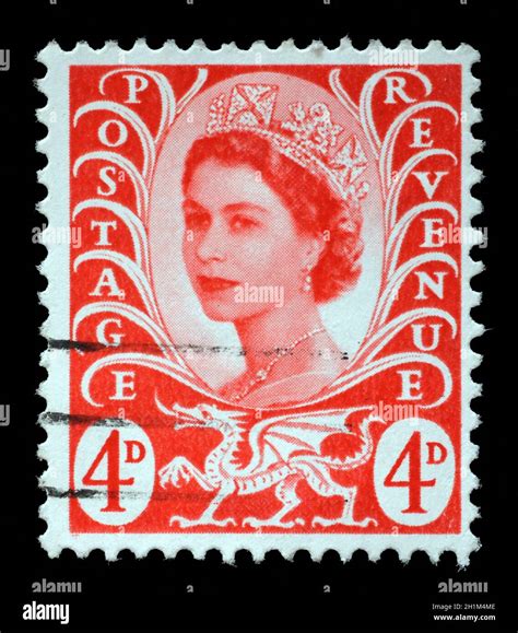 Welsh Used Postage Stamp Showing Portrait Of Queen Elizabeth Nd Circa