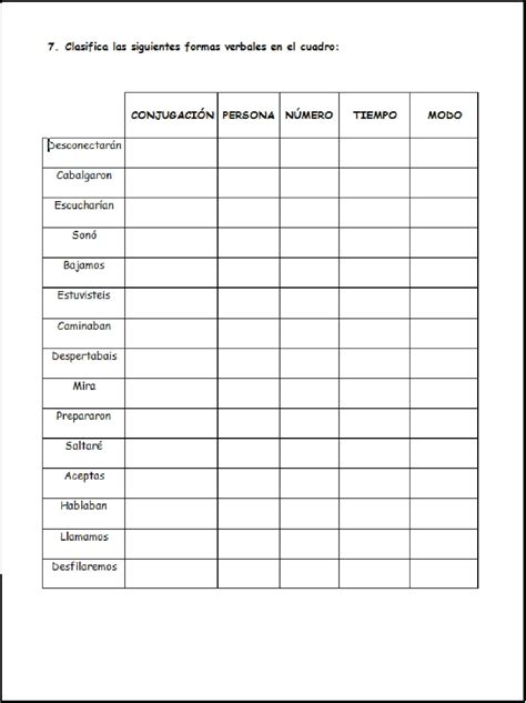 FICHAS DE LENGUA 5 DE PRIMARIA VERBOS PRIMERA CONJUGACIÓN WEB