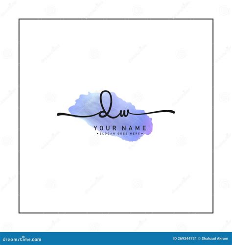 DW Watercolor Signature Logo Handwritten Vector Logo Template Stock