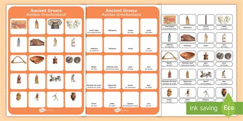 Ancient Greece Vocabulary Matching Mat English German