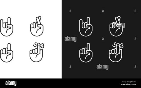 Hand Gestures Pixel Perfect Linear Icon For Dark Themes Set For Dark