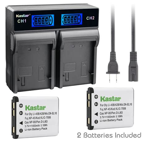 Kastar Battery LCD Rapid Charger For Olympus Li 42B Li 40C Olympus