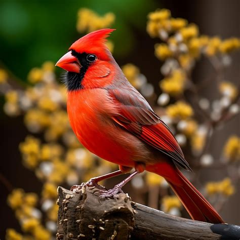 Premium Photo Male Northern Cardinal Cardinalis Cardinalis Perched On