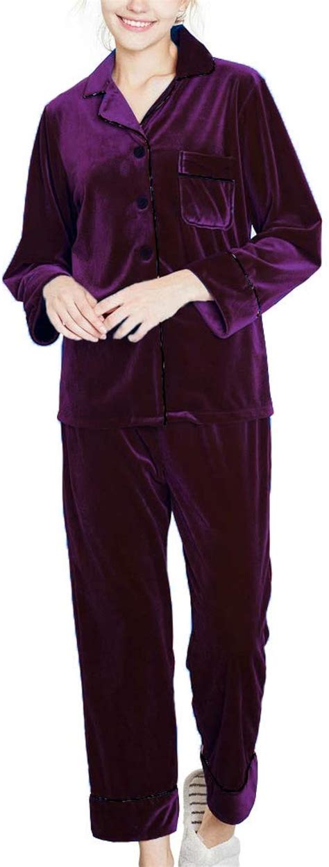 Nanjun Womens Velour Long Sleeve Pajamas Warm Ultra Soft