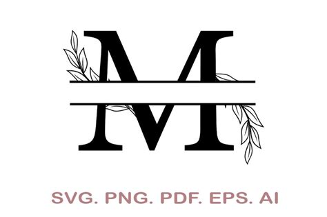 Split Letter Svg Letter M Svg Split Monogram Svg Split Frame