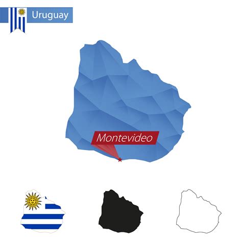 Uruguay blue Low Poly map with capital Montevideo. 18818331 Vector Art