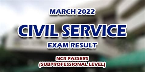 Civil Service Exam Result March 2022 Ncr Passers Subprofessional Level