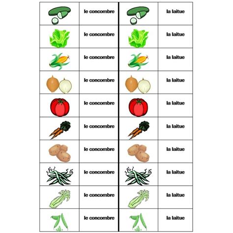 Légumes en français Dominos