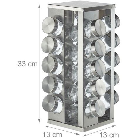 Relaxdays Tourniquet à épices avec 20 pots étagère rotative à 360