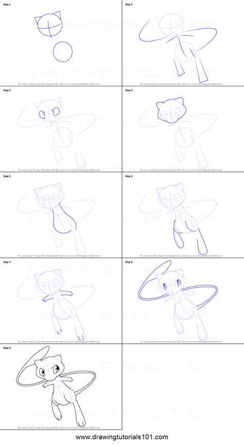 How To Draw Mew From Pokemon Printable Step By Step Drawing Sheet