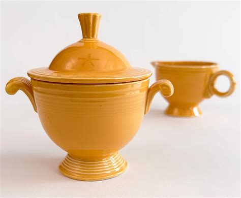 Yellow Vintage Fiesta Sugar and Creamer Set