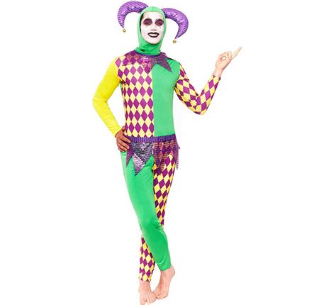 Costume Da Arlecchino A Scacchi Viola E Verde Da Uomo