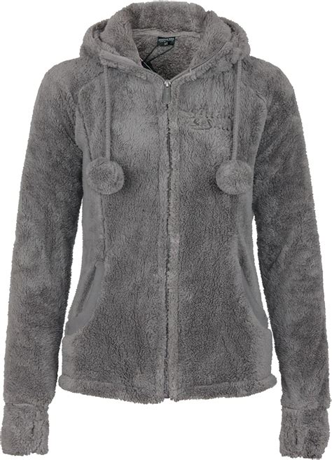 Stitch Soul Damen Teddy Fleecejacke mit Kapuze und Öhrchen Warme