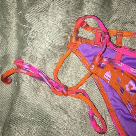 Victoria S Secret Swim Vs String Bikini W Purple Metallic Leopard Print Poshmark