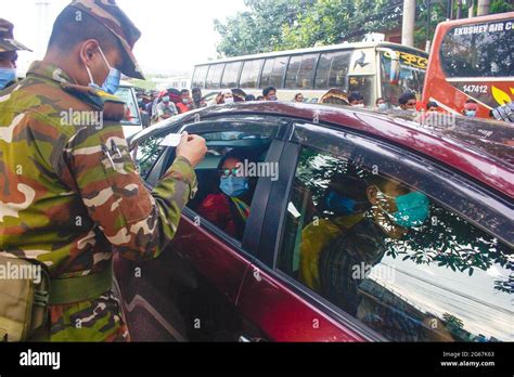 Dhaka Bangladesh 03rd July 2021 Law And Military Enforcer Checking