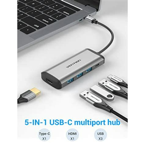 Vention Hub Usb C 4k 30hz Adaptador Multipuerto 5 En 1 Con Hdmi