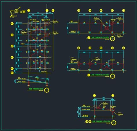 Steel Roof Framing Plan and Elevation Autocad File