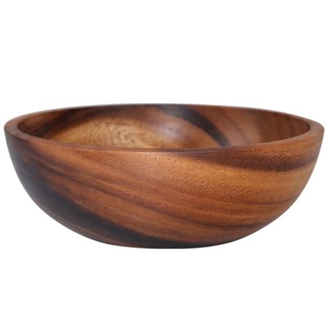 Natural Hand Made Wooden Salad Bowl Classic Large Round Salad Soup