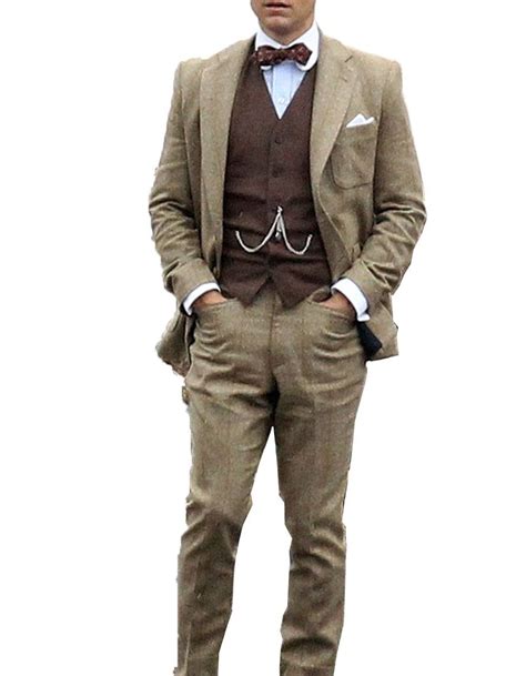 Mens Vested Great Gatsby | Leonardo Dicaprio Suit in Taupe | Gatsby men ...