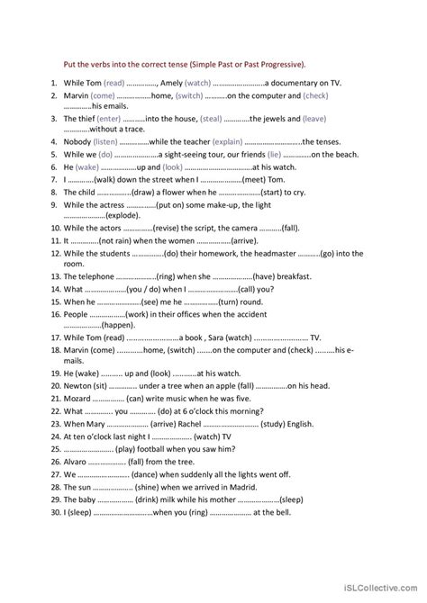 Choose The Correct Tense Verb Past English ESL Worksheets Pdf Doc