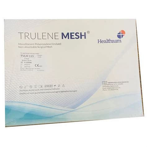 White Healthium Trulene Mesh Monofilament Polypropylene Surgical Mesh