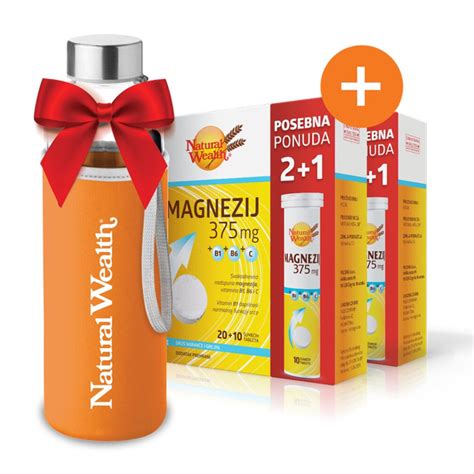 Natural Wealth Magnezij 375 šumeće tablete GRATIS staklena boca