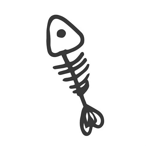 Premium Vector Doodle Fish Skeleton Icon Isolated Vector Illustration