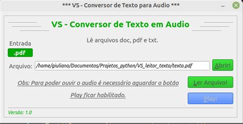 Github Giulianovianna Texto Para Audio Aplica O Desenvolvida Em Python