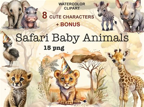 Safari Baby Animals Cute Animal Clipart Graphic By Fantasydreamworld