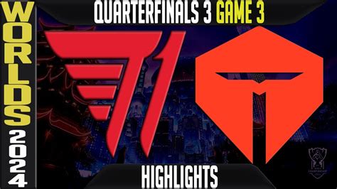 T1 Vs TES Highlights Game 3 LoL Worlds 2024 Knockouts Quarterfinals