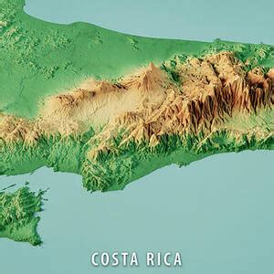 Costa Rica Topographic Map D View Neutral Isolated Digital Art By