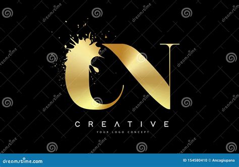 CN C N Letter Logo With Gold Melted Metal Splash Vector Design Stock