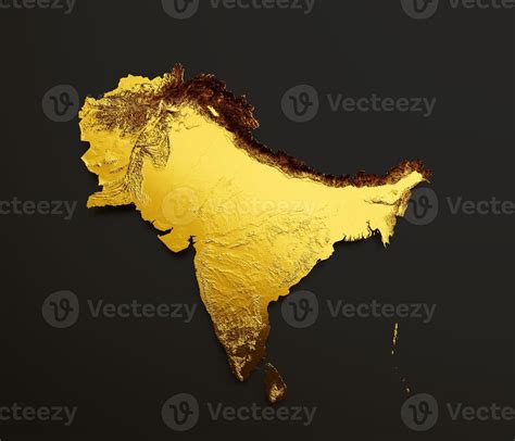 Subcontinent Map Golden metal Color Height map Background 3d illustration 13834452 Stock Photo ...