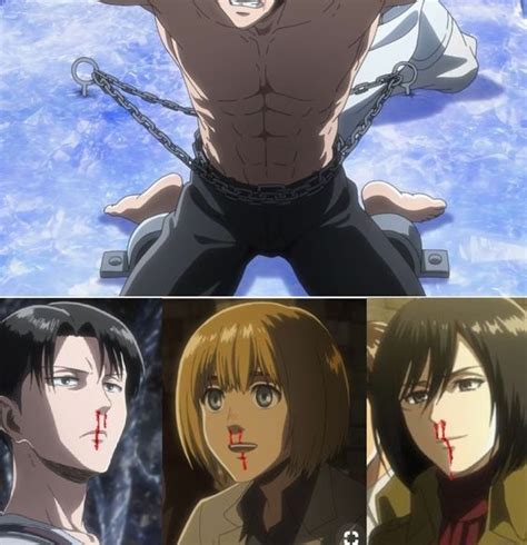 Four Different Images Of Anime Characters With Blood On Their Face And