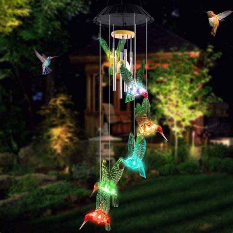 Solar Powered Hummingbird Wind Chime Lights