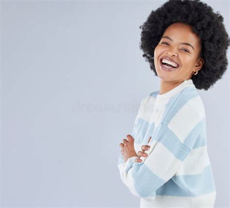 Thinking Portrait And Happy Black Woman In Studio With Choice