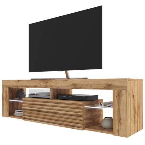 Selsey Bianko Mueble De TV De Pie Roble Wotan Frente 3D 140