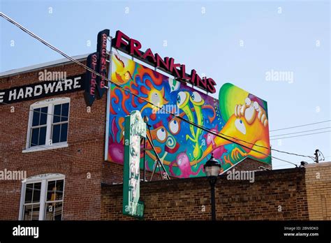 The Sign And Mural At Franklins Brewpub And T Shop In An Old