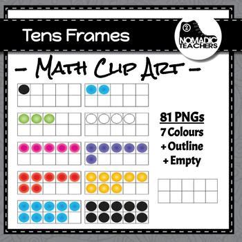 Tens Frames Clip Art - 81 PNGS - multiple colours plus empty frame