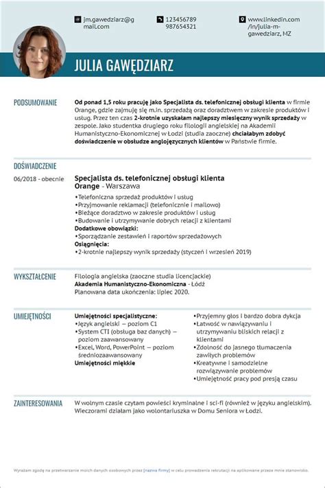 Proste Cv Wz R Jak Napisa I Prostych Cv Szablon W Online