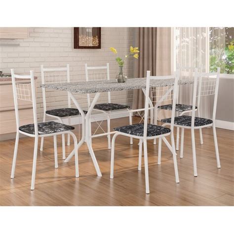 Conjunto De Jantar Mesa Brasilia 150cm 6 Cadeiras New Lisboa Branco