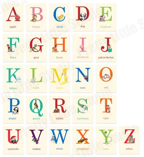 Baby ABC Alphabet Retro Style Flashcards 4x6 OR 5x7 Set of - Etsy