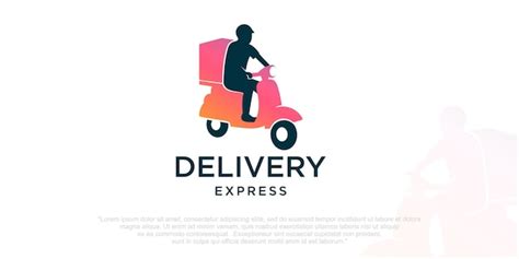 Premium Vector A Man Is Riding A Scooter Delivery Logo Design Template