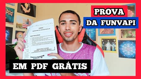 Prova da banca Funvapi em PDF grátis YouTube