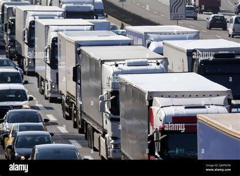 Traffic jam on a highway Stock Photo - Alamy